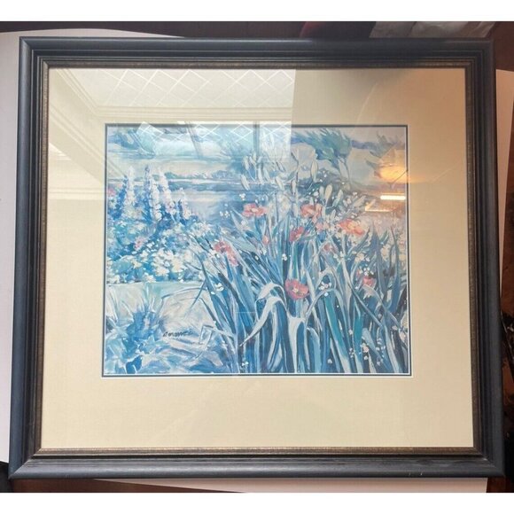 Vintage Pastel Floral Print – Framed, Soft Hues, Timeless Artwork - Picture 1 of 3